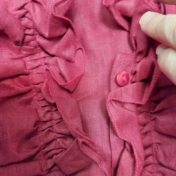 Naracamicie New Red Ruffled Linen Blouse Size S - Picture 7 of 7